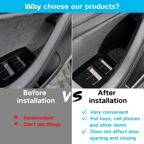 Tesla Model 3 & Model Y Door Side Storage Box Handle Pocket Armrest Flocked Passenger Storage Tray Container 4Pcs