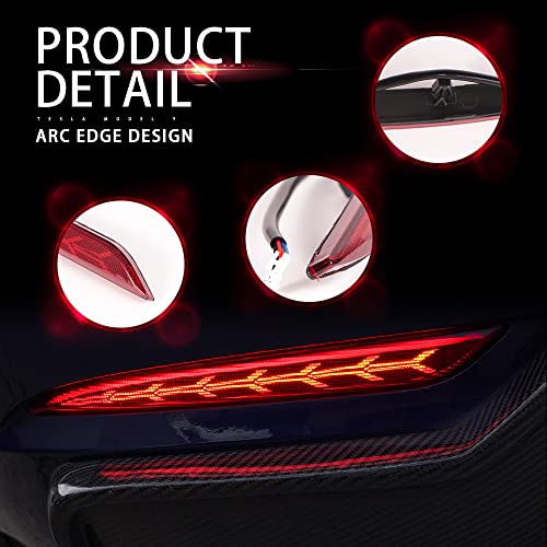 Rear Fog Light for 2017-2022+ Tesla Model Y 2PCS LEDs Reflector Lamps Fishbone Style.