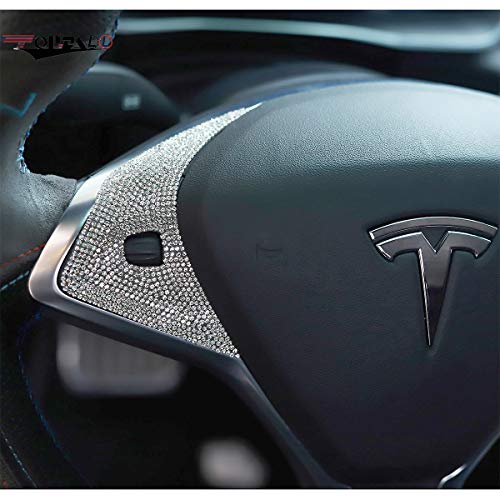 Steering Wheel Control Panel Crystal Bling Decal Decoration Cover Sticker Trim for Tesla model X S