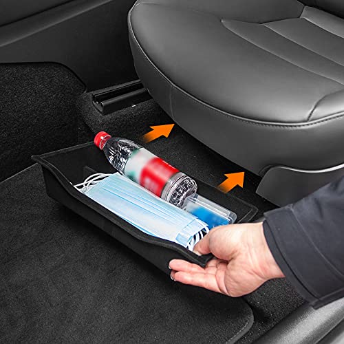Tesla Model Y Under Seat Storage Box Organizer Tray Flocking Storage Box For Tesla Model Y Accessories 2019-2021 (Under Front Seat ABS Box (Style B))