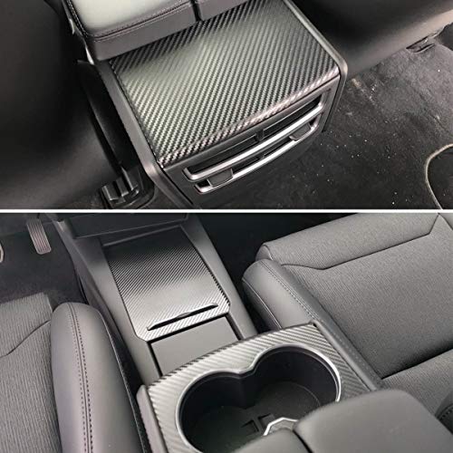 Für Tesla Model X/S 3D Kohlefaser Schwarz Mittelkonsole Wrap Vinyl  Aufkleber Set 