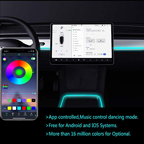 2021-2022+ Tesla Model 3 & Y Center Console & Dashboard Ambient Lighting Kit