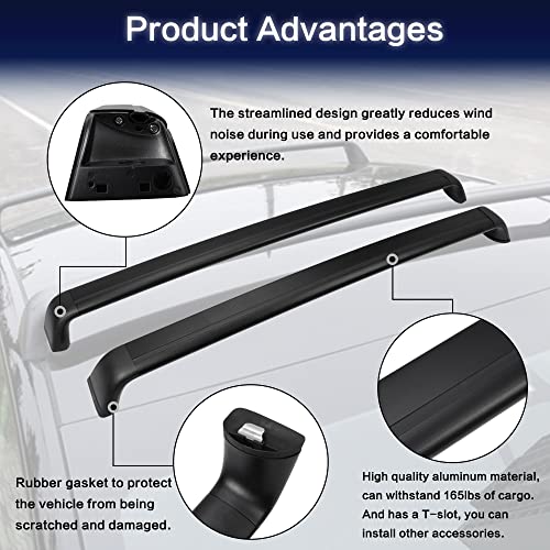 Noiseless Cross Bar Fits for Tesla Model Y 2020 2021 2022 Roof Rack Mechanism Black Matte Aluminum Anti-Corrosion Crossbars