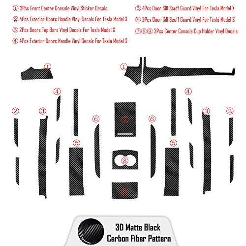 3D Matte Black Carbon Fiber Vinyl Wrap Sticker Waterproof Car Decal Film  Air Release for Armrest Dashboard Car Exterior Parts