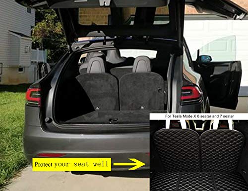 Model X 6 Seat and 7 Seat Front and Rear Trunk Mat and 3rd Row Seat Back Protector Mats for Tesla Model X (2016-2020) Models - Laser Measured (4 Pcs)