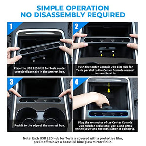 Lighted 4 in 1 USB Hub Docking Station for Tesla Model 3 & Y