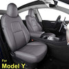 Seat Cover Fit for Tesla Model Y 2020 2021 Airbag Compatible Synthetic Leather Car Seat Cushion Protector All Weather Water-Proof Customized (Grey/Midnight Silver Metallic)