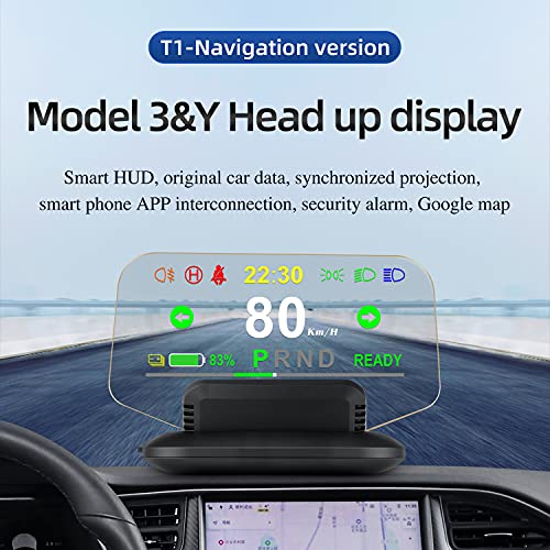 5 inches HUD, 3D Reflection Gauge Head Up Display Compatible with Tesla Model 3 Model Y (After 2019), Speed Warning, Speedometer,Battery Display and GPS etc (Upgraded on July)