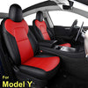Seat Cover Fit for Tesla Model Y 2020 2021 Airbag Compatible Synthetic Leather Car Seat Cushion Protector All Weather Water-Proof Customized (Black & Red)