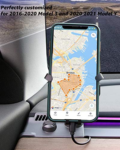 Tesla Model 3 & Model Y Phone Holder Mount with OBD Fast Charger (Not Fit 2021 Model 3)