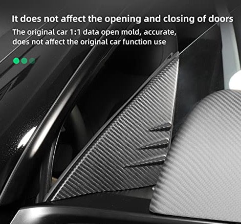 A-Pillar Real Carbon Fiber Trim for 2020-2023 Tesla Model Y (Matte Carbon Fiber)