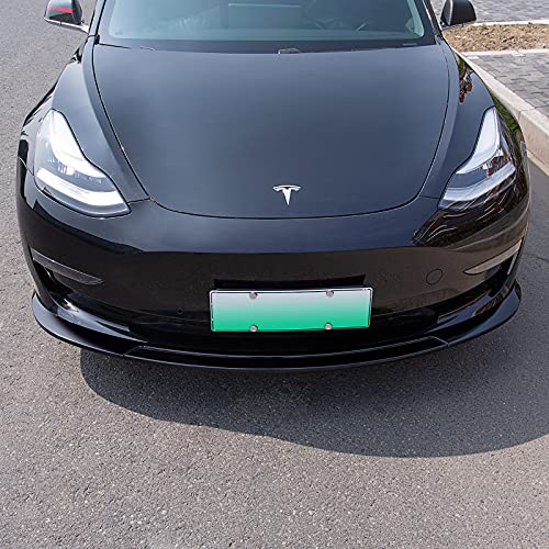 Fit Tesla Model 3 Front Bumper Lip Kit Car Glossy Mods Spoilers For 2017-2021 Tesla Model 3 Accessories (Glossy Black)