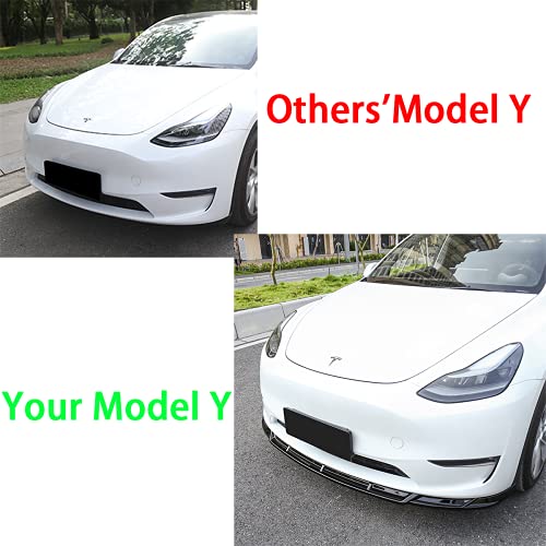 Glossy Black ABS Front Lip Splitter/Front Bumper Lip Spoiler for 2020-2022 Tesla Model Y (3 Piece Set)