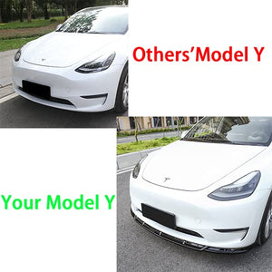 Glossy Black ABS Front Lip Splitter/Front Bumper Lip Spoiler for 2020-2022 Tesla Model Y (3 Piece Set)