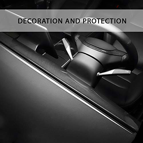 Tesla Model 3 & Model Y Glossy Carbon Fiber Pattern Dash Panel Cover Instrument Trim - 1 Piece Dashboard