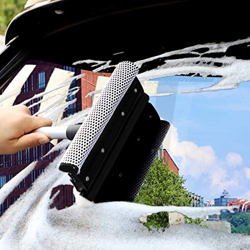 9pcs Car Cleaning Tools Kit Include Tire Brush, Wheel Brush, Wash Mitt Sponge, Big Microfiber Waffle Towels, Window Cleaner Squeegee, Dirt Duster