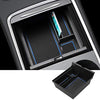 Center Console Organizer Compatible with 2021-2022+ Latest Tesla Model Y Model 3 Accessories Insert ABS Black Materials Tray Armrest Secondary Storage Box (Blue)