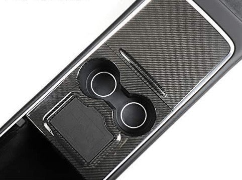 100% Real Glossy Carbon Fiber Center Console Overlays for 2021-2023 Tesla Model 3 & Y