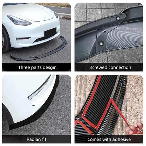 3 Piece Front Bumper ABS Lip Splitter for 2020-2022 Tesla Model Y (Matte Black)