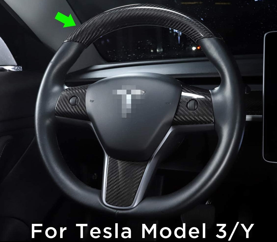 Carbon Fiber Steering Wheel Top Cap for Tesla Model 3 & Y