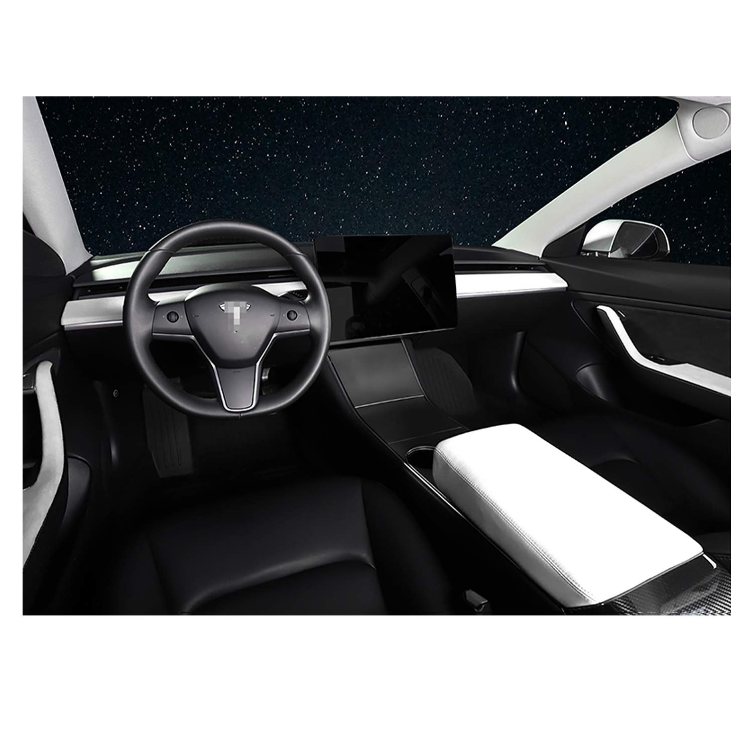 White Armrest Cover for Tesla Model 3 & Y