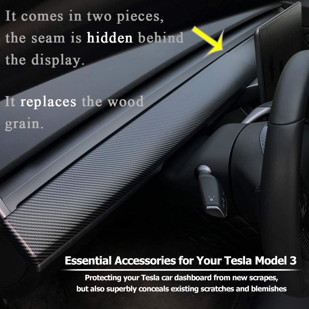 Tesla Model 3 & Y Matte Carbon Fiber Dashboard Cap