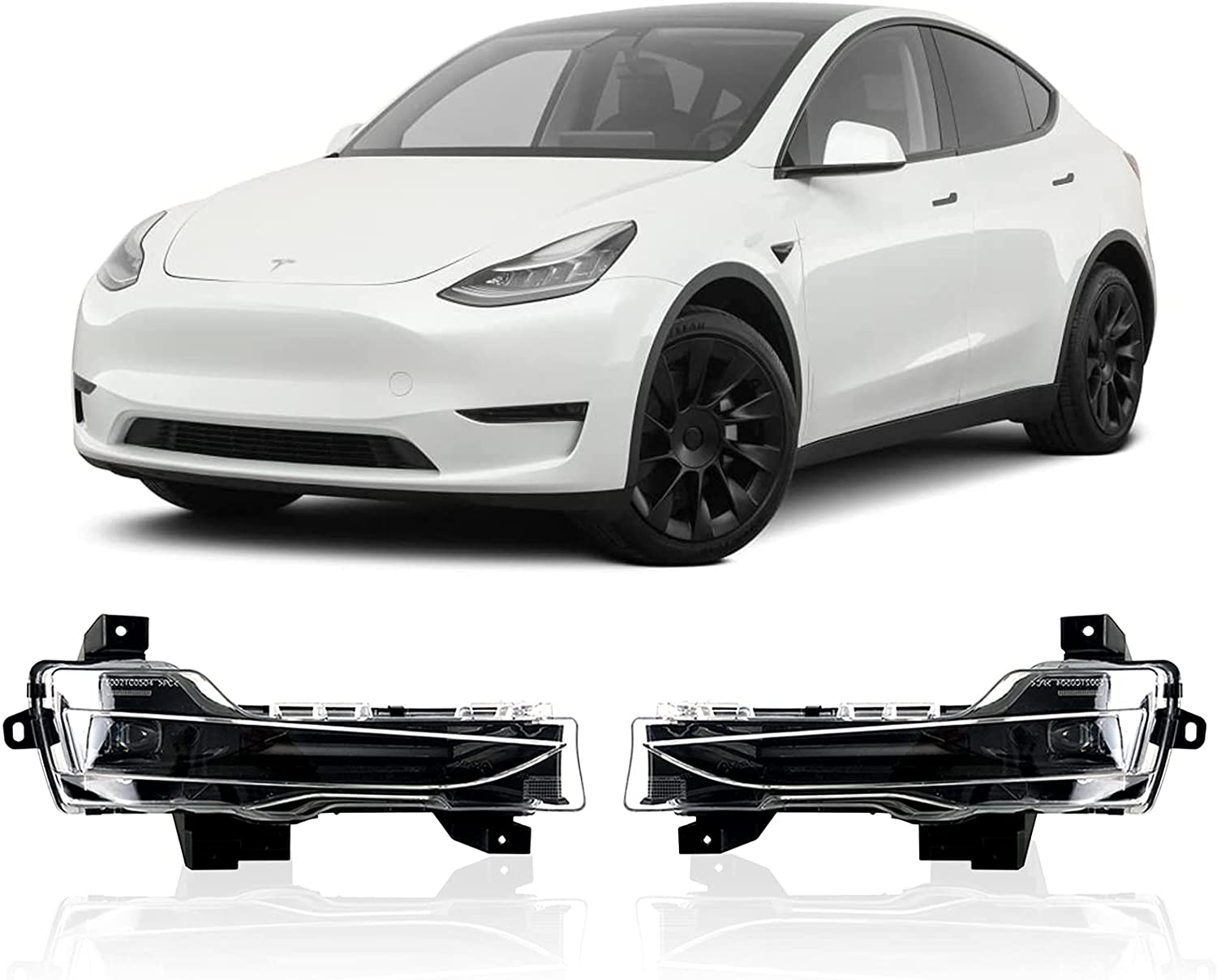 2 Color White & Amber LED Fog Light Lamps for Tesla Model 3 & Y (2 Pieces)
