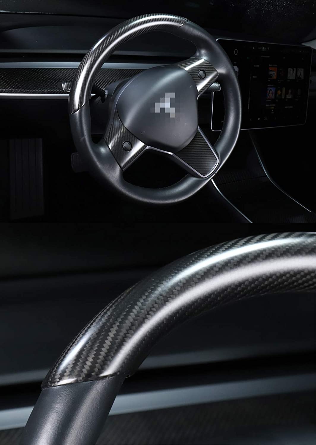 Carbon Fiber Steering Wheel Top Cap for Tesla Model 3 & Y