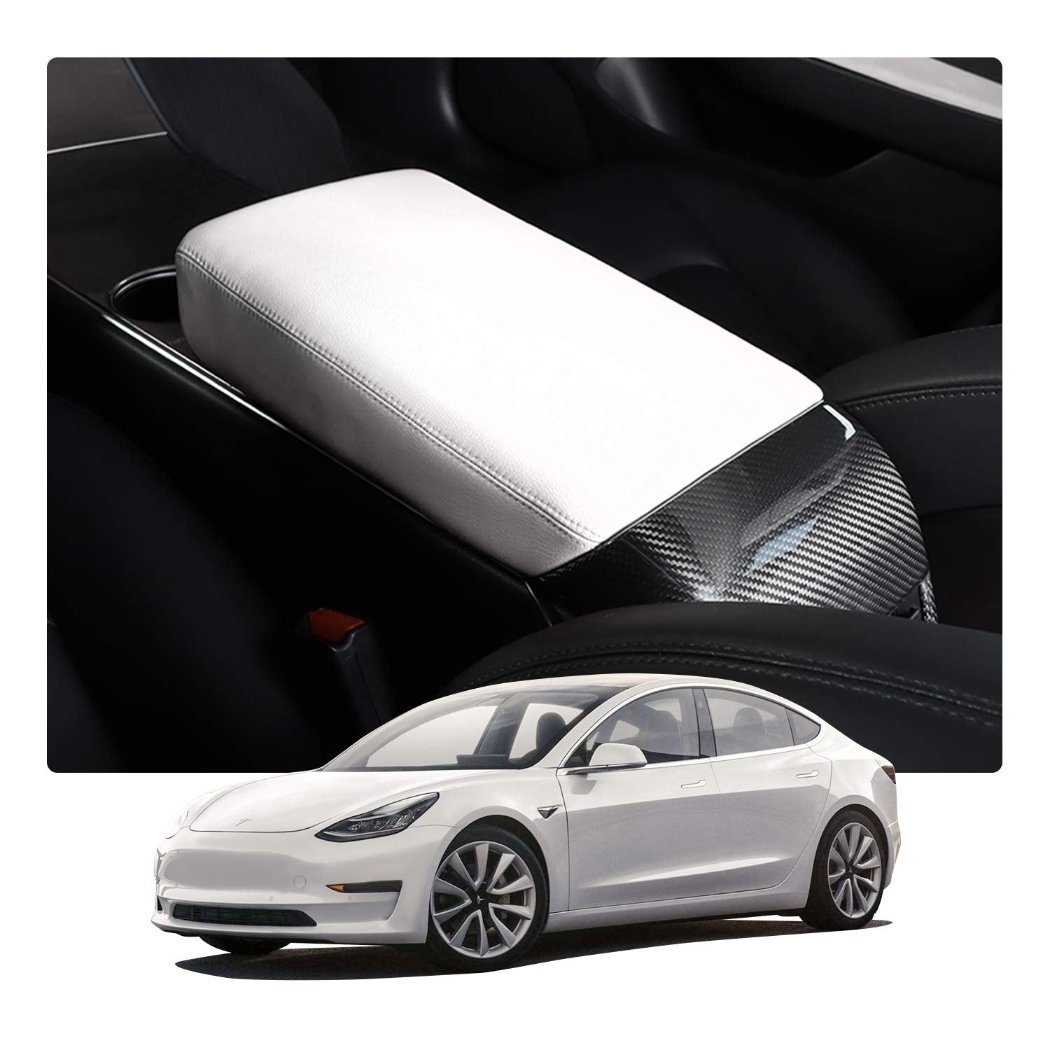 White Armrest Cover for Tesla Model 3 & Y