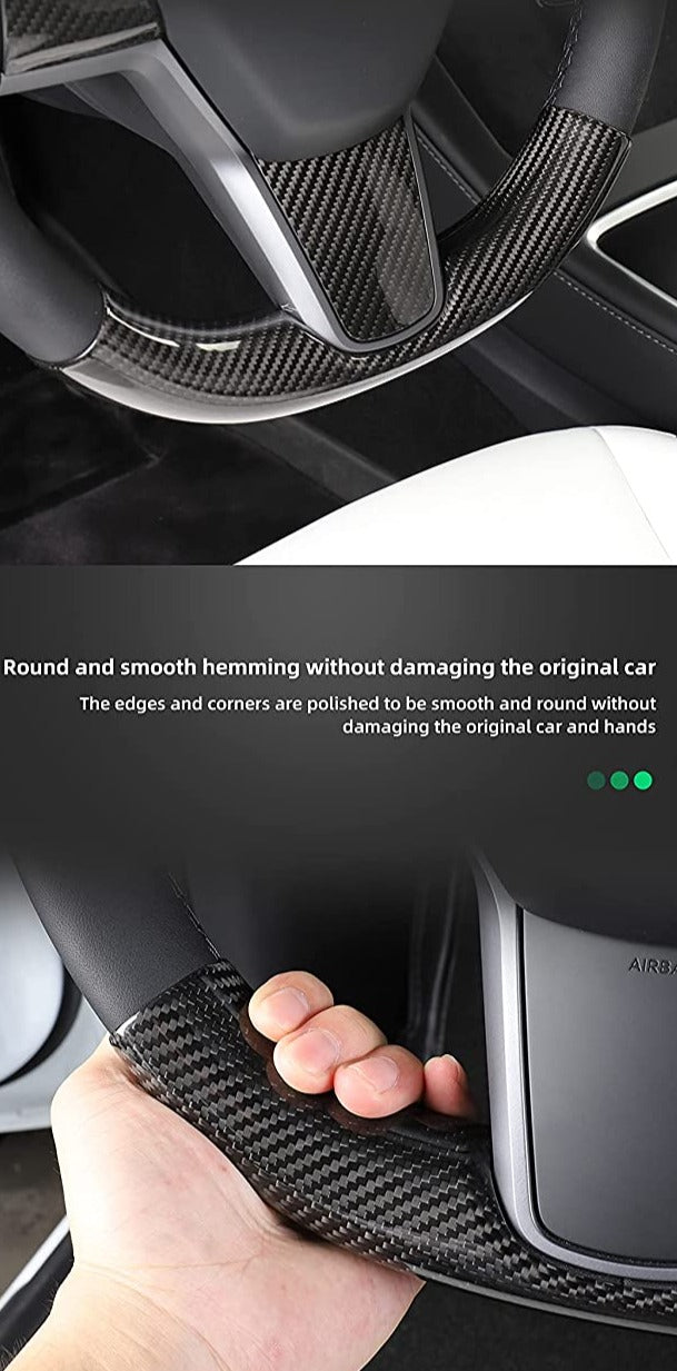Carbon Fiber Steering Wheel Bottom Cap for Tesla Model 3 & Y