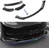 3 Piece ABS Plastic with Carbon Fiber Pattern Front Splitter Lip Kit for Tesla Model Y
