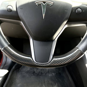Carbon Fiber Steering Wheel Bottom Cap for Tesla Model 3 & Y