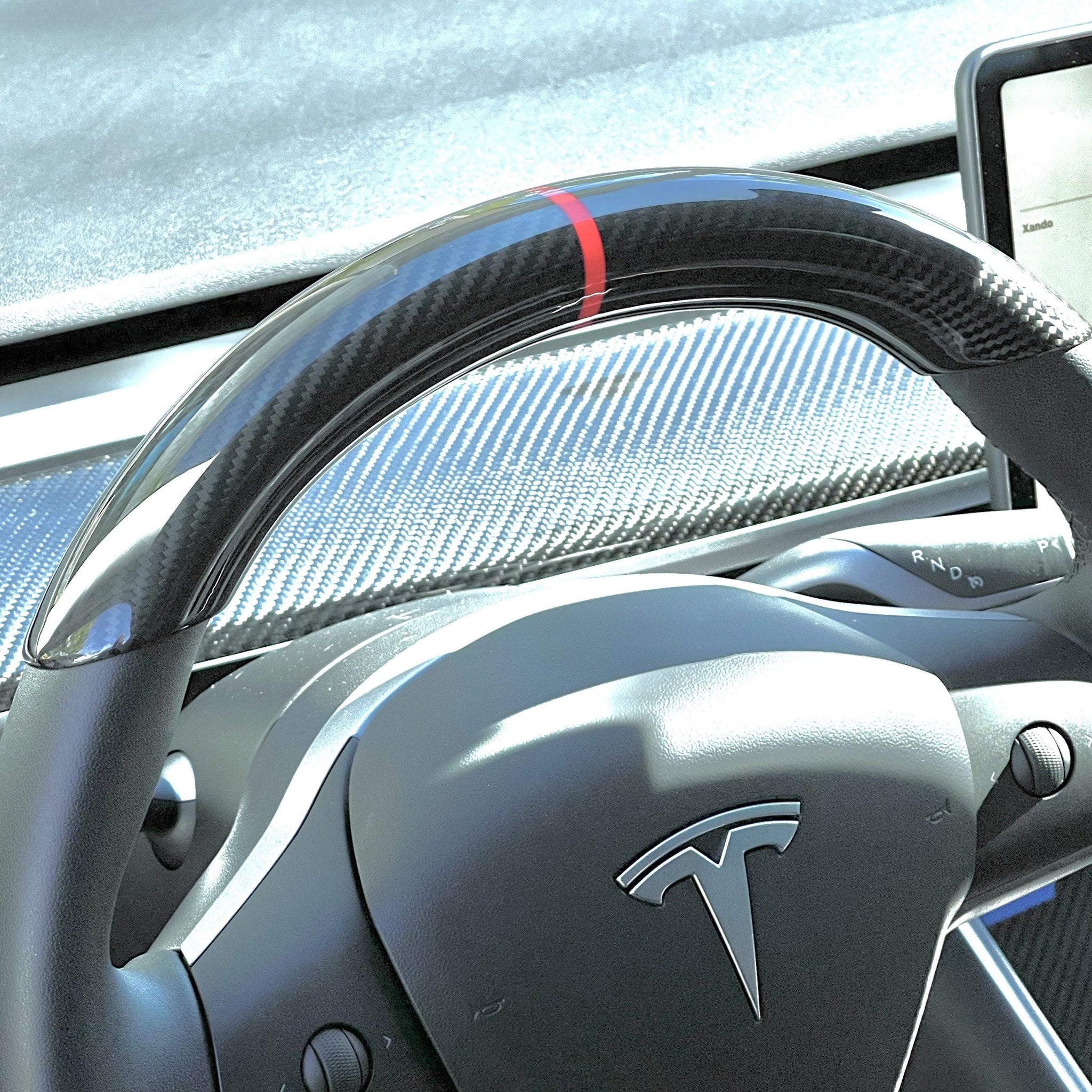 Carbon Fiber Steering Wheel Top Cap for Tesla Model 3 & Y