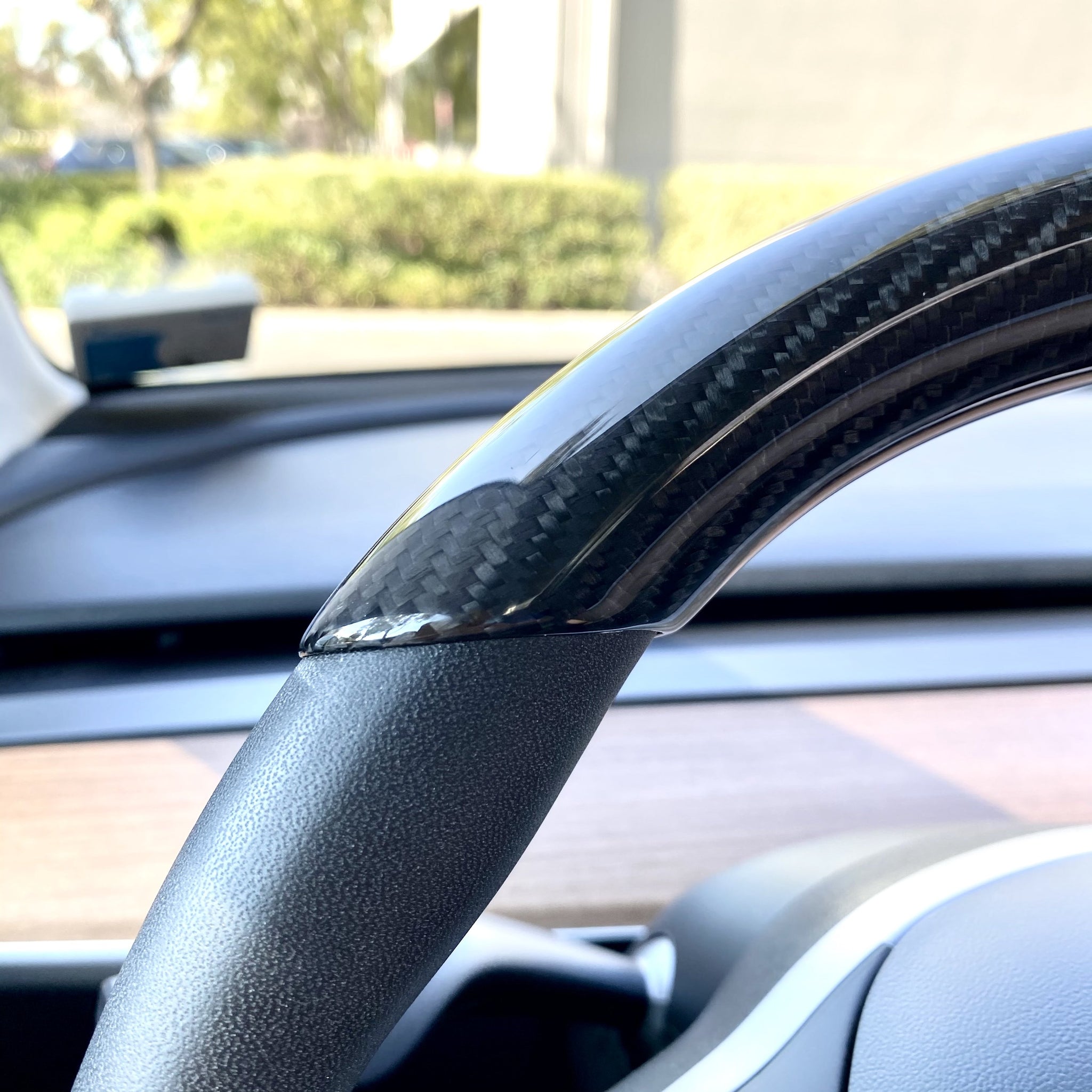 Carbon Fiber Steering Wheel Top Cap for Tesla Model 3 & Y