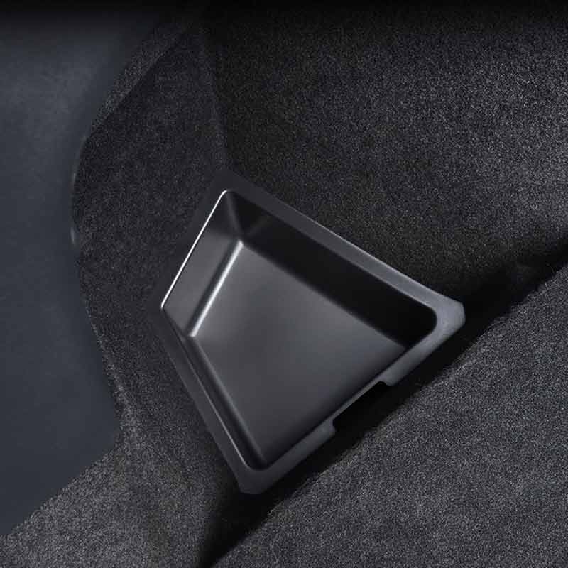 Fit Tesla Model Y Trunk Organizer Rear Trunk Storage Box Side Packets Tray Bins For Tesla Model Y Accessories 2020 2021(Rear Trunk Side Boxes (Lid With Hole))