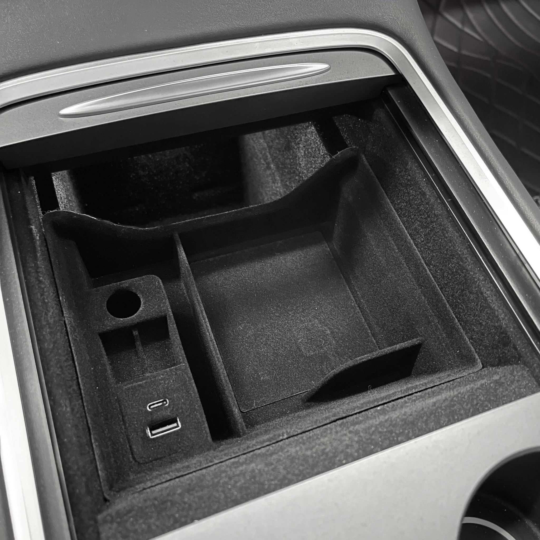 Tesla Model 3 & Y Center Console Tray with 2 USB Ports and 1 Cup Holder