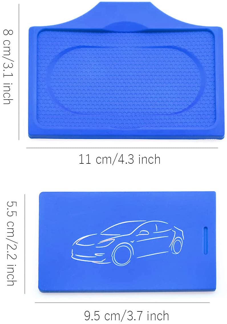 2017-2020 Tesla Model 3 & Y Center Console Red Anti-Slip Key Card Holder & Silicone Key Chain (Set of 2)