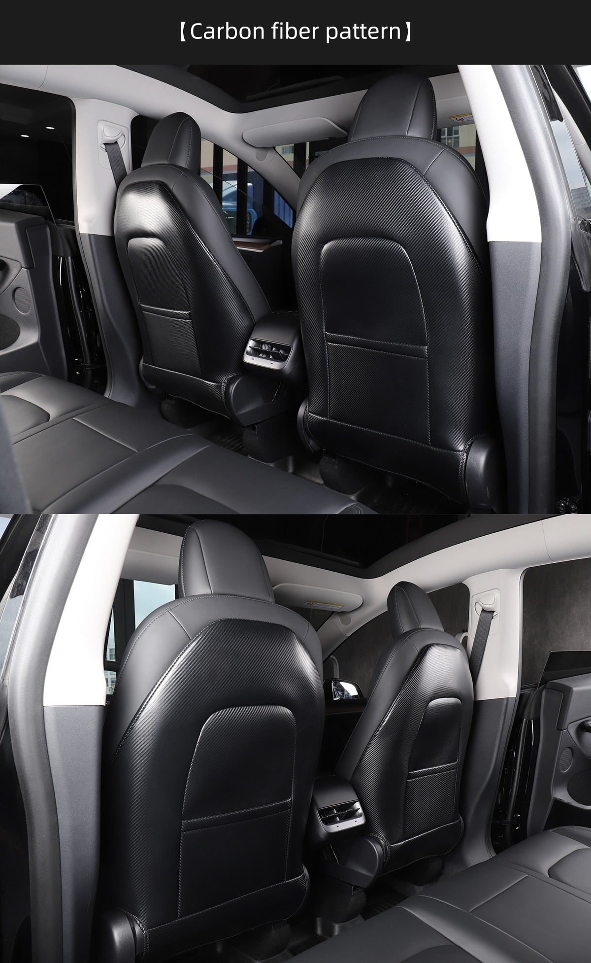 Anti-Kick Leather Seatback Protective Seat Cover Pads for Tesla Model 3 & Y