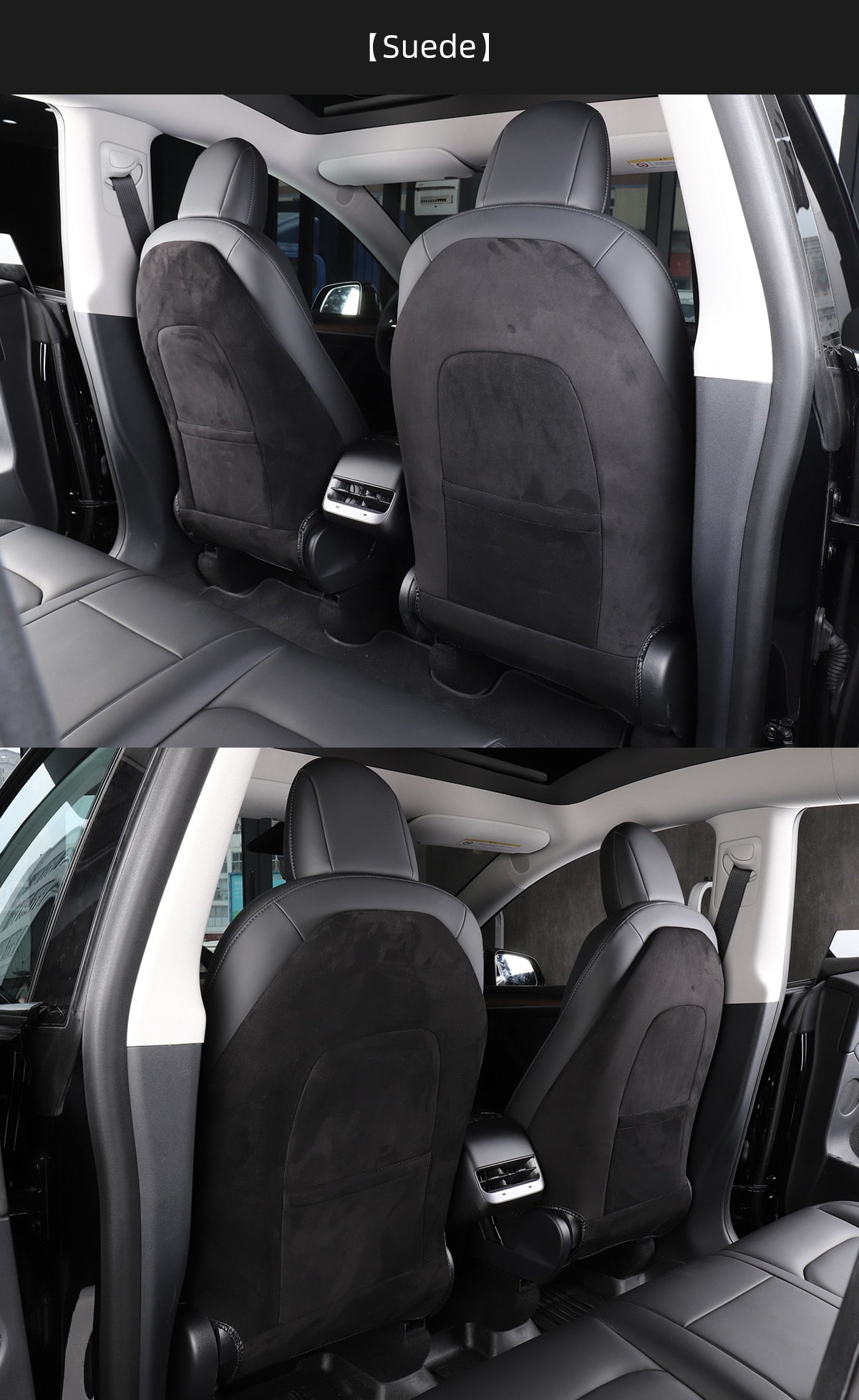 Anti-Kick Leather Seatback Protective Seat Cover Pads for Tesla Model 3 & Y