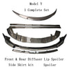 For Tesla Model Y 2020 2021 2022 Carbon Fiber Front & Rear Bumper Diffuser Lip Spoiler Body Side Skirt Body Kit