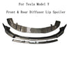 For Tesla Model Y 2020 2021 2022 Carbon Fiber Front & Rear Bumper Diffuser Lip Spoiler Body Side Skirt Body Kit