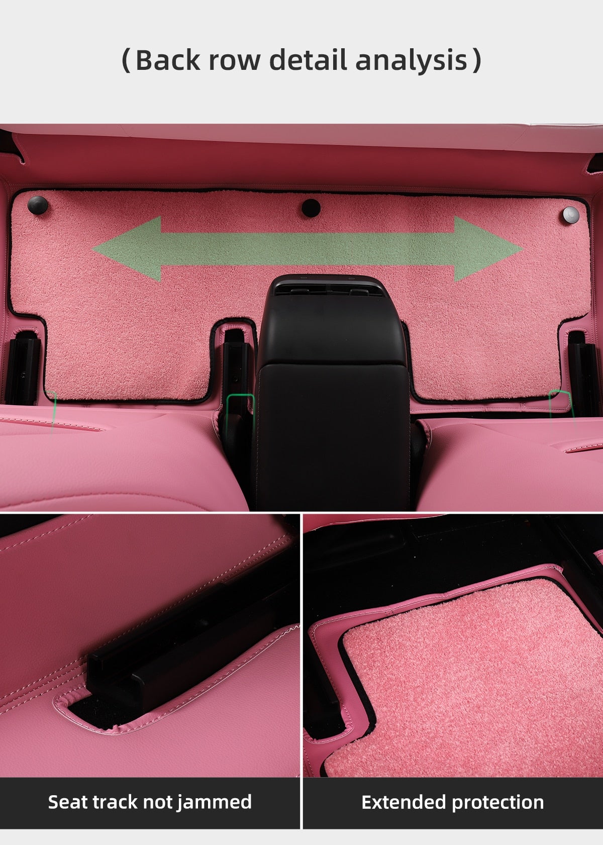 Fully Surrounded Microfiber Leather Pink Floor Mats for Tesla Model 3 & Y