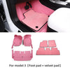 Fully Surrounded Microfiber Leather Pink Floor Mats for Tesla Model 3 & Y
