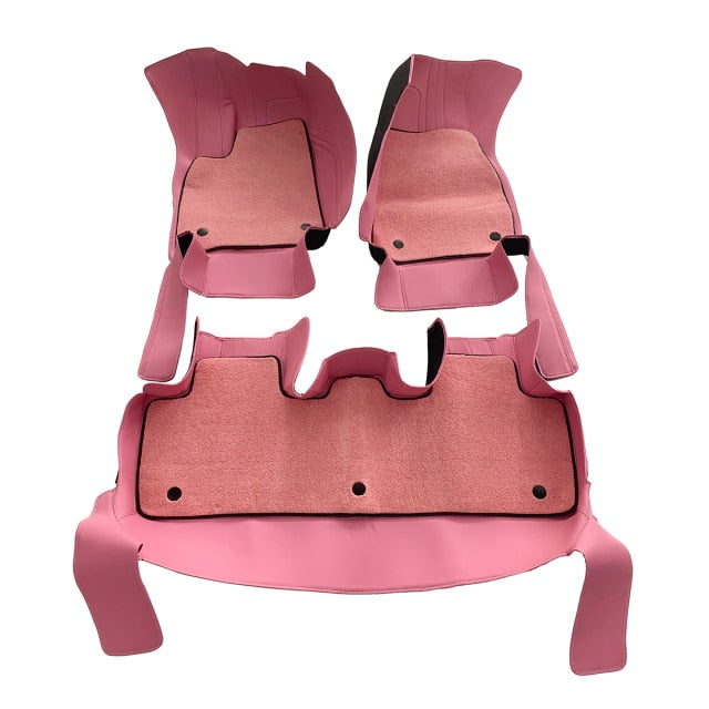 Fully Surrounded Microfiber Leather Pink Floor Mats for Tesla Model 3 & Y