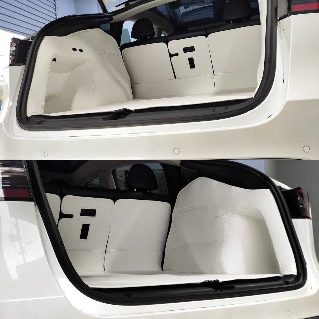 Tesla Model 3 Y Custom Fit Trunk Mat Car Interior Accessories Durable Leather Carpet For Tesla Trunk Mat White