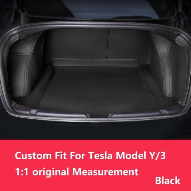 Durable Leather Custom Fit Trunk Mat for Tesla Model 3 & Y