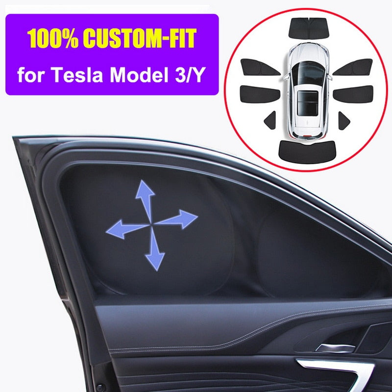 Custom Fit Privacy Sunshades for Tesla Model S, 3, X, & Y