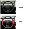Multi Tone Carbon Fiber Leather Steering Wheel Cover for Tesla Model 3 & Y