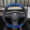 Genuine Leather + Carbon Fiber Pattern Steering Wheel Cover for Tesla Model 3 & Y