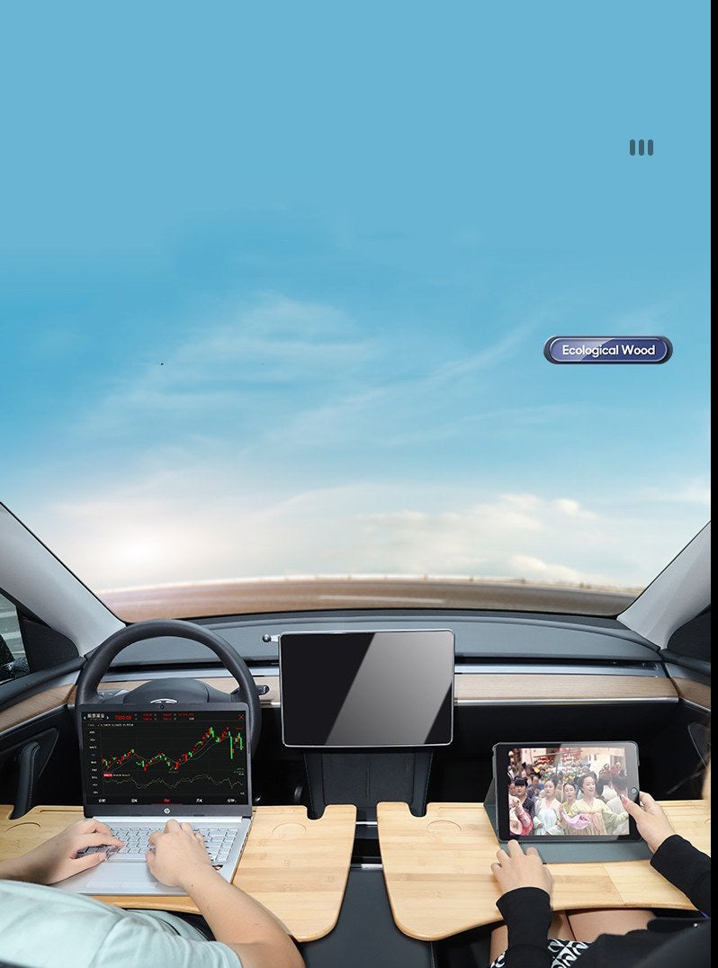 Foldable Eating WoodenTable/Working Desk for Tesla Model 3 & Y